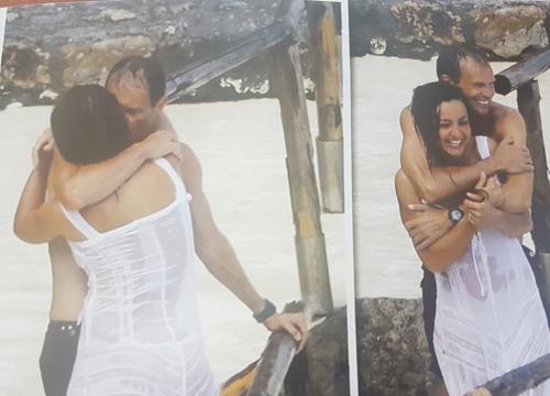 Allegri-Ambra, gelo alla domanda su Max. Incidente hot per colpa dell’onda