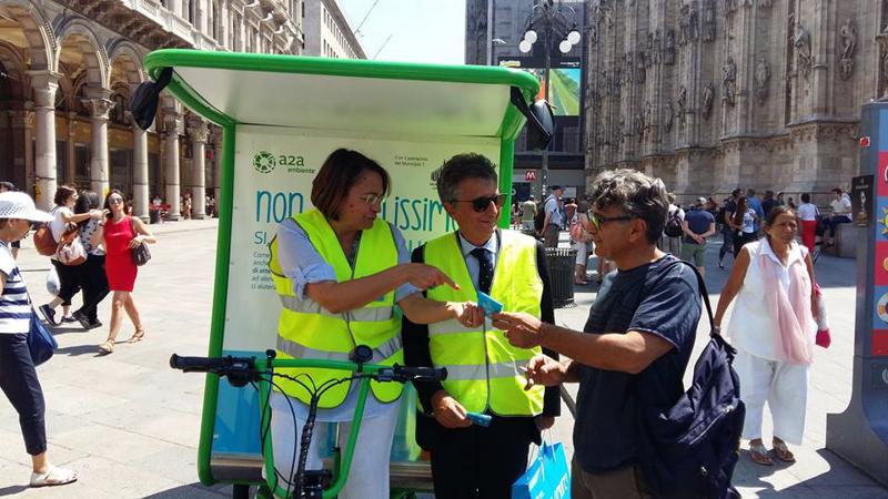 Milano, “guerra” ai mozziconi: Carmela Rozza “testimonial” della campagna Amsa