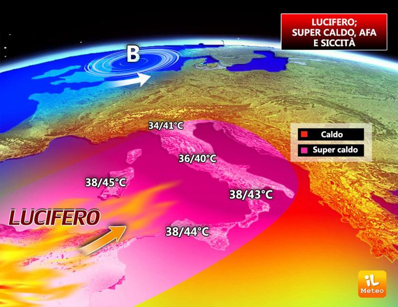Previsioni meteo, con Lucifero il picco del caldo. Ma domenica temporali forti Previsioni meteo, con Lucifero il picco del caldo. Ma domenica temporali forti