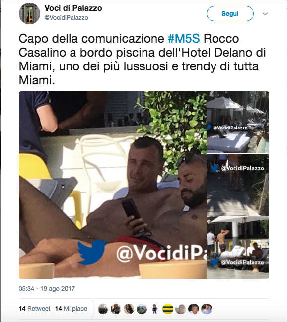 M5s, Rocco Casalino pizzicato a Miami in un “francescano” hotel di lusso FOTO M5s, Rocco Casalino pizzicato a Miami in un “francescano” hotel di lusso FOTO