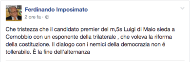 M5s, Imposimato stronca Di Maio: A Cernobbio con i nemici della democrazia