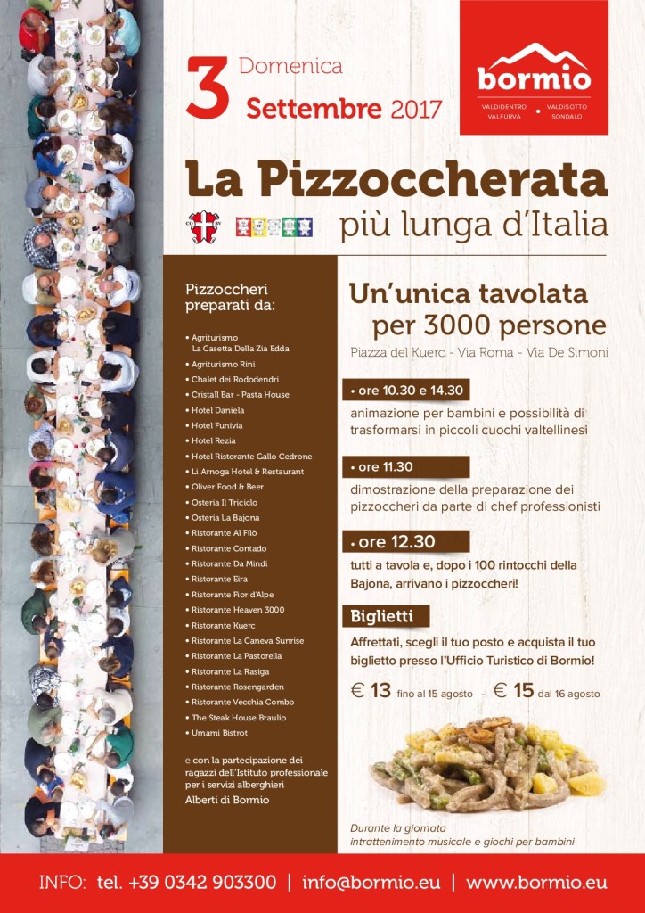 Domenica a Bormio la pizzoccherata più lunga d’Italia Domenica a Bormio la pizzoccherata più lunga d’Italia
