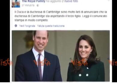 Kate e William aspettano il terzo figlio, l’annuncio su Facebook