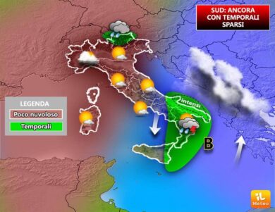 Previsioni meteo: nel weekend ancora piogge e temporali al Sud