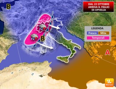 Previsioni meteo: dal 22 ottobre arriva il Figlio di Ophelia