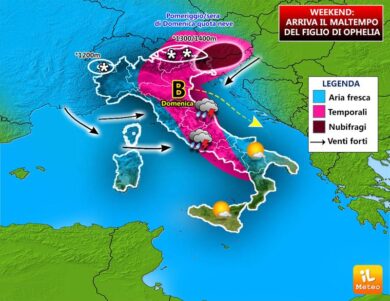 Previsioni meteo: nel weekend arriva il figlio di Ophelia e cambia tutto