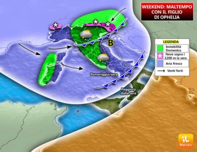 Previsioni meteo, weekend con il maltempo del figlio di Ophelia