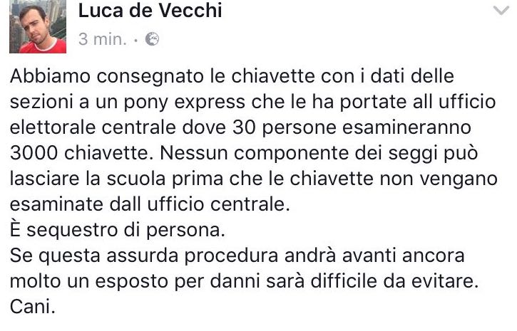 “Ci sequestrano dentro i seggi”. Coda polemica al referendum “Ci sequestrano dentro i seggi”. Coda polemica al referendum