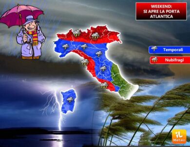 Previsioni meteo: allerta piogge da domenica. Brutto tempo per 6 giorni