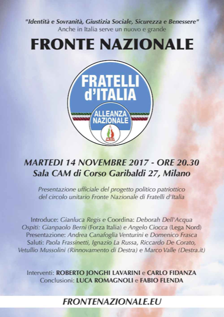 Fratelli d’Italia-Lombardia: congresso a Milano. Due i candidati di Fare Fronte