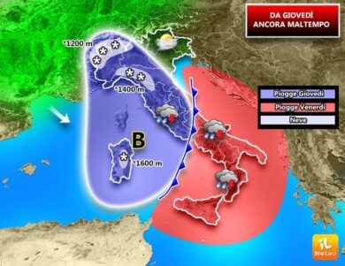 Previsioni meteo: da giovedì ancora maltempo, poi sciabolata artica