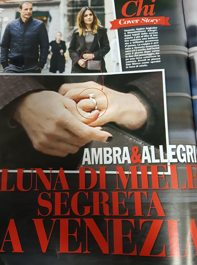 Allegri porta Ambra nel suo bar di Livorno. E l’anello con diamante…