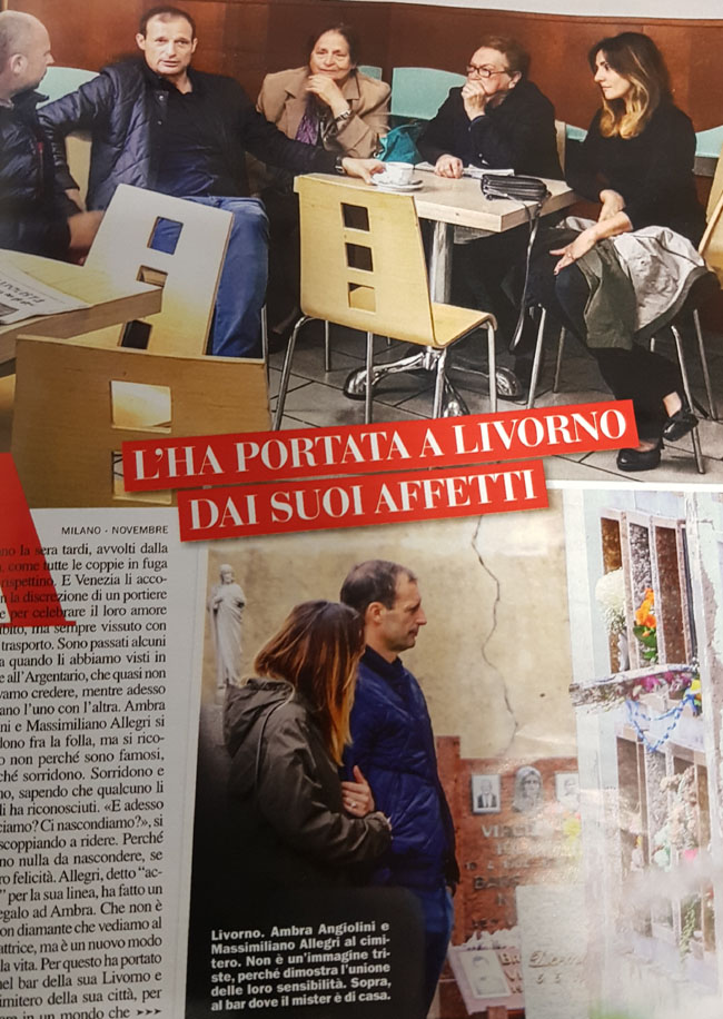 Allegri porta Ambra nel suo bar di Livorno. E l’anello con diamante…