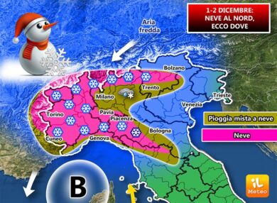 Previsioni meteo: neve in Piemonte, weekend con piogge al Centro-Sud