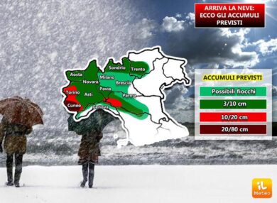 Neve al nord, ecco gli accumuli. Dove sta per arrivare la neve e quanta