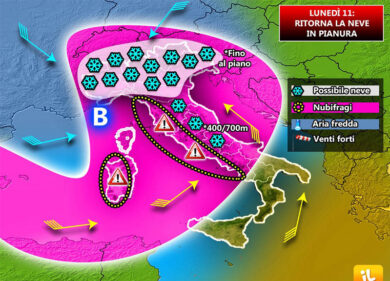 Neve in arrivo al Nord, neve abbondante in pianura lunedì 11 dicembre
