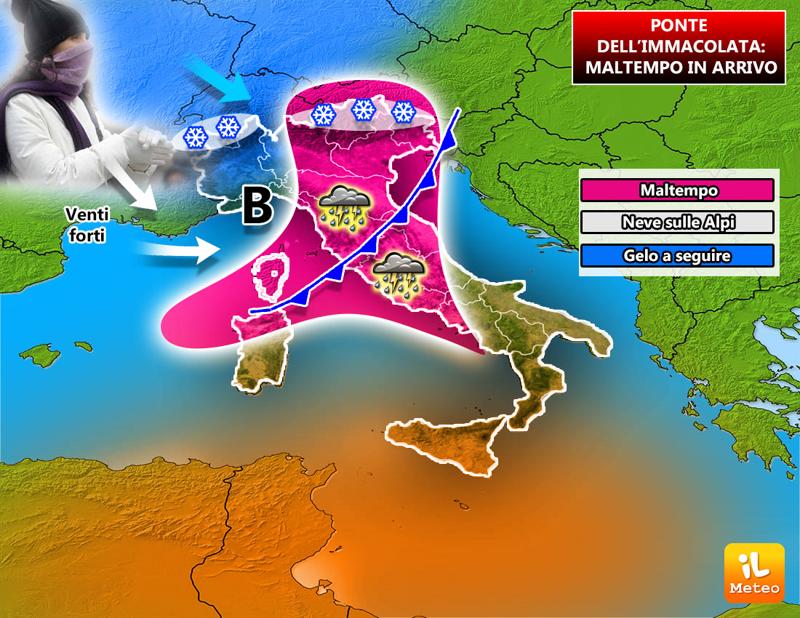 Previsioni meteo, Ponte dell’Immacolata: maltempo e freddo Previsioni meteo, Ponte dell’Immacolata: maltempo e freddo
