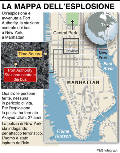 Attentato New York, bomba alla stazione dei bus: fermato 27enne del Bangladesh