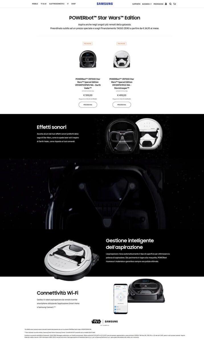Samsung: arrivano anche in Italia i ‘droidi’ aspirapolvere PowerBot StarWars Samsung: arrivano anche in Italia i ‘droidi’ aspirapolvere PowerBot StarWars