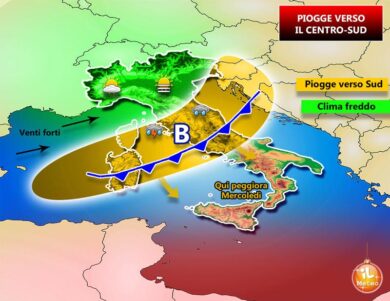 Previsioni meteo, maltempo: tantissima pioggia al Centro. Meteo Italia