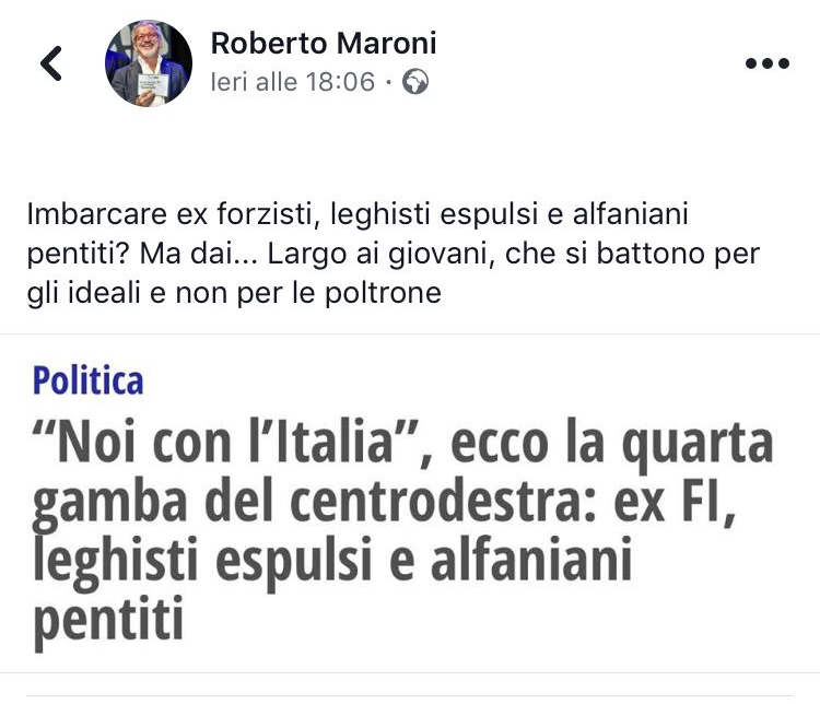 Nasce “Noi con l’Italia” in Lombardia. Ma è subito caso tweet con Maroni Nasce “Noi con l’Italia” in Lombardia. Ma è subito caso tweet con Maroni