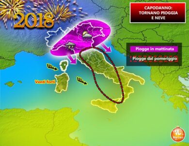 Previsioni meteo: piogge e maltempo in arrivo per San Silvestro e Capodanno
