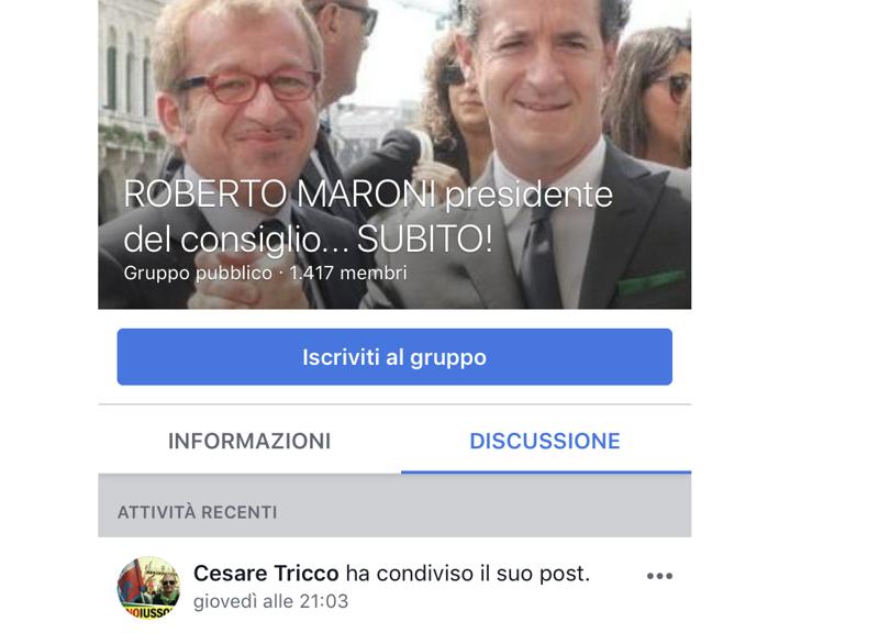 Maroni premier, su Facebook nasce un gruppo dedicato Maroni premier, su Facebook nasce un gruppo dedicato