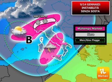 Previsioni meteo, neve abbondante sulle Alpi
