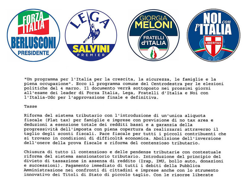 Galleria foto 'Elezioni 4 marzo Centrodestra, il programma FI-Lega-Fdi-Noi con l’Italia' - foto 1