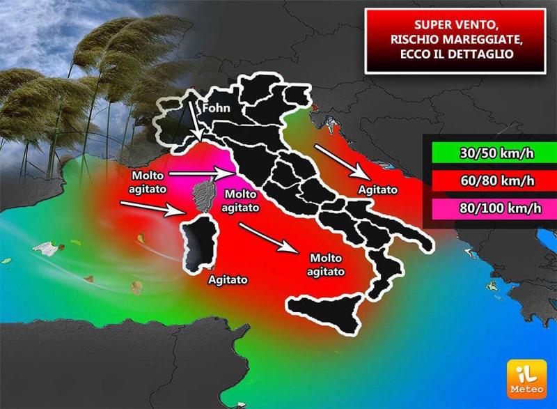 Previsioni meteo, super Ponente e Maestrale: Italia spazzata dal vento Previsioni meteo, super Ponente e Maestrale: Italia spazzata dal vento