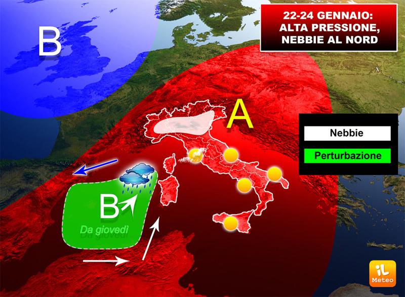Previsioni meteo: arrivano alta pressione, nebbie e inquinamento Previsioni meteo: arrivano alta pressione, nebbie e inquinamento