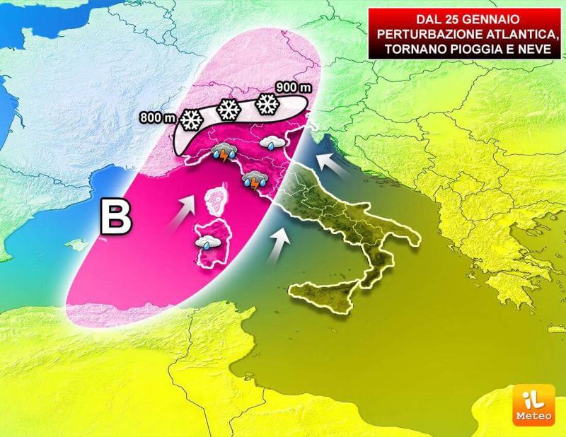 Previsioni meteo, 25-27 gennaio: perturbazione al Centro-Nord Previsioni meteo, 25-27 gennaio: perturbazione al Centro-Nord