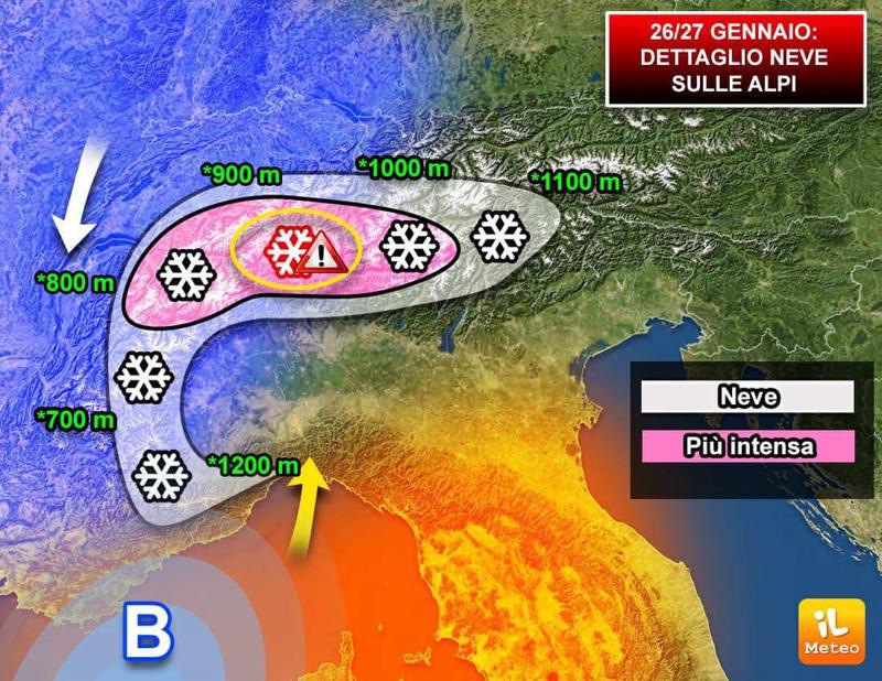 Previsioni meteo, torna la neve sulle Alpi di nordovest Previsioni meteo, torna la neve sulle Alpi di nordovest