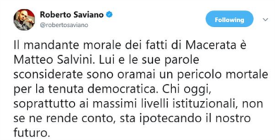 Macerata, Forza Nuova: “Stiamo con Traini”. Scontro Saviano-Salvini