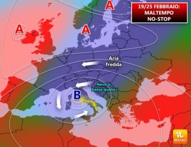 Previsioni meteo, settimana di inverno sull’Italia e neve in pianura