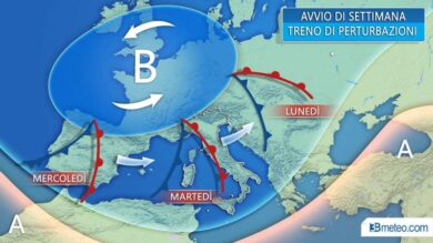 Previsioni meteo, settimana con tante perturbazioni e pioggia