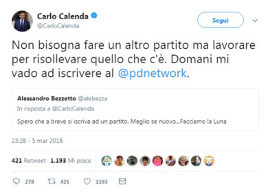 Elezioni 2018 Pd in crisi, Carlo Calenda: “Va risollevato: domani mi iscrivo”