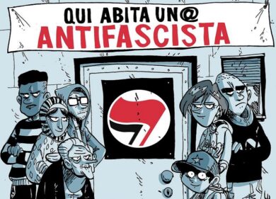 Pavia, case antifasciste marchiate: nuovo adesivo da Zerocalcare