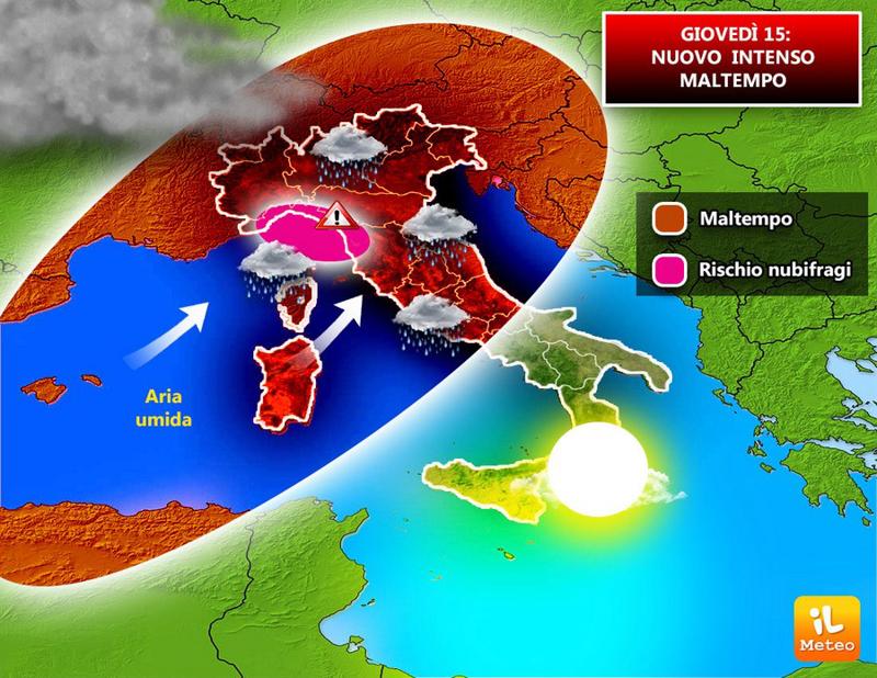 Previsioni meteo, giovedì 15 maltempo al Centro Nord, poi Burian Previsioni meteo, giovedì 15 maltempo al Centro Nord, poi Burian