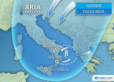Previsioni meteo, niente primavera: freddo, vento e neve al Centrosud