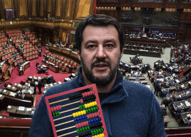Salvini e Di Maio si baciano: a Montecitorio appare un murales choc
