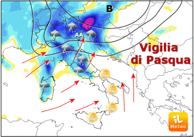 Previsioni meteo: maltempo alla vigilia, sole a Pasqua e Pasquetta