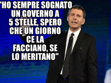 Frizzi: ho sempre sognato un Governo M5S. Bufera: ‘sciacalli’, ‘è una bufala’