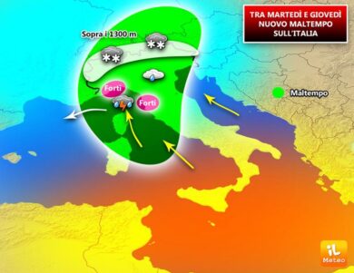Previsioni meteo: maltempo sull’Italia dopo Pasquetta. METEO DOCCIA FREDDA
