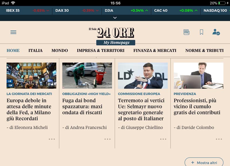 Al via la nuova app del Sole 24 Ore: agile, potente e personalizzabile Al via la nuova app del Sole 24 Ore: agile, potente e personalizzabile