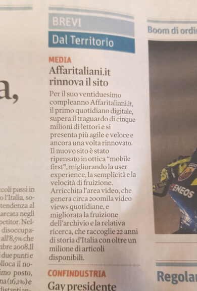 Affaritaliani.it compie 22 anni e si rinnova: la notizia sulla stampa italiana