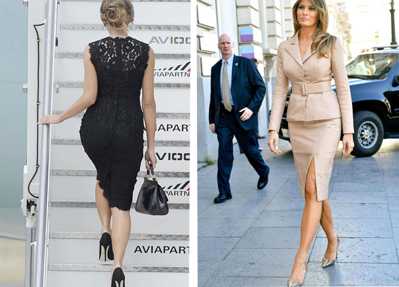 Melania Trump, messaggi segreti del look: cappotto sulle spalle e tacchi super
