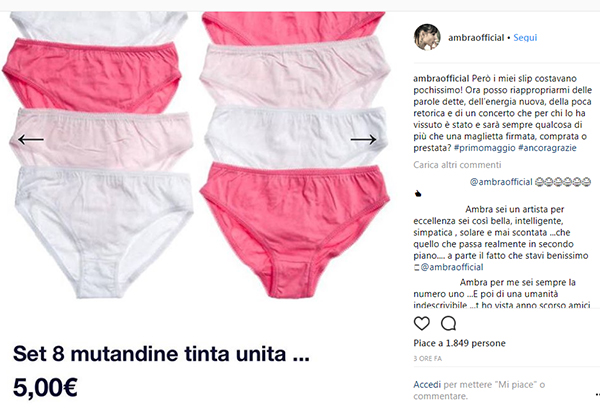 Ambra, polemica look al Concertone? Lei risponde… con slip low cost. FOTO Ambra, polemica look al Concertone? Lei risponde… con slip low cost. FOTO