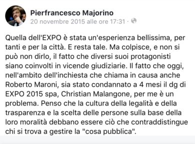 Majorino (2015): “Malangone? Problema”. La memoria di Fb e la giustizia