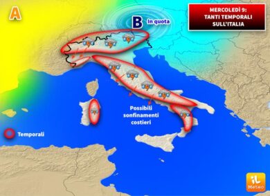 Previsioni meteo, Italia sotto un’ondata di temporali